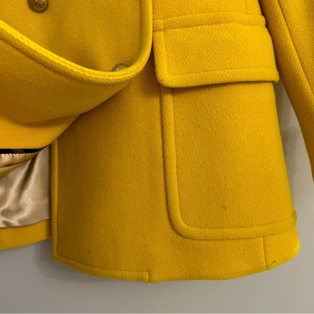 J.Crew Stadium Cloth Yellow Double Breasted Pea Coat - Picture 4 of 9